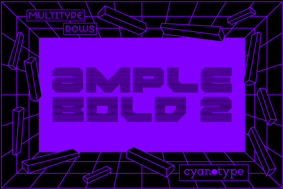 MultiType Rows Ample Bold 2: A Pixelated Display Font